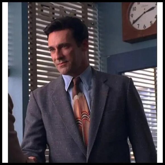 Vintage Brown Silk Wide Tie, Atomic Print Necktie - Picture 9 of 15